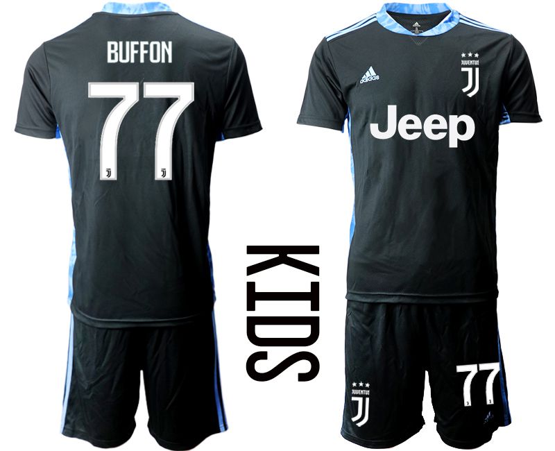 Youth 2020-2021 club Juventus black goalkeeper #77 Soccer Jerseys1->juventus jersey->Soccer Club Jersey